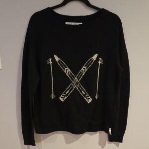 Woolrich Black Sweater with Ski Design Size L